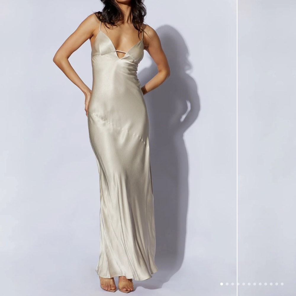 Meshki Cora Tie Back Maxi Slip Dress - Champagne